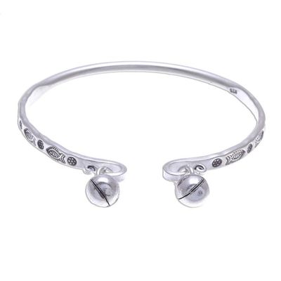 Alternate image for Sterling Cuff Bracelet with Thai Karen Hill Tribe Bells Song of the River