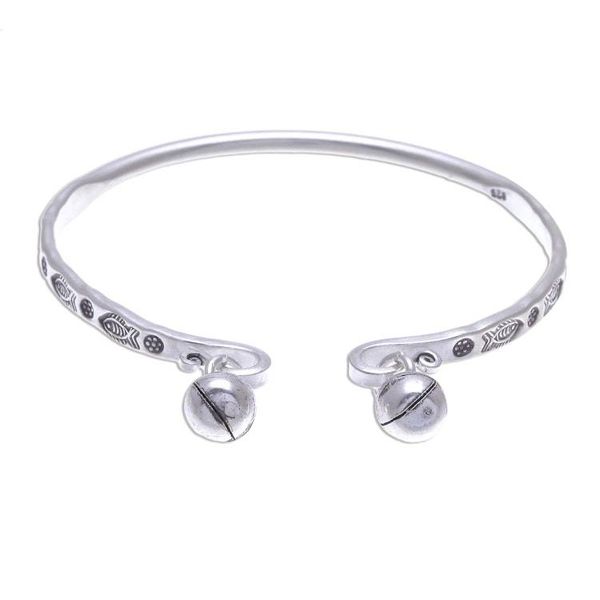 Alternate image for Sterling Cuff Bracelet with Thai Karen Hill Tribe Bells Song of the River