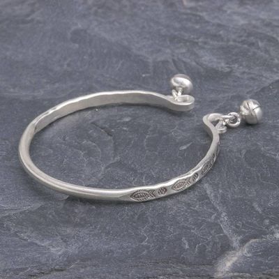 Alternate image for Sterling Cuff Bracelet with Thai Karen Hill Tribe Bells Song of the River