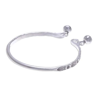 Alternate image for Sterling Cuff Bracelet with Thai Karen Hill Tribe Bells Song of the River