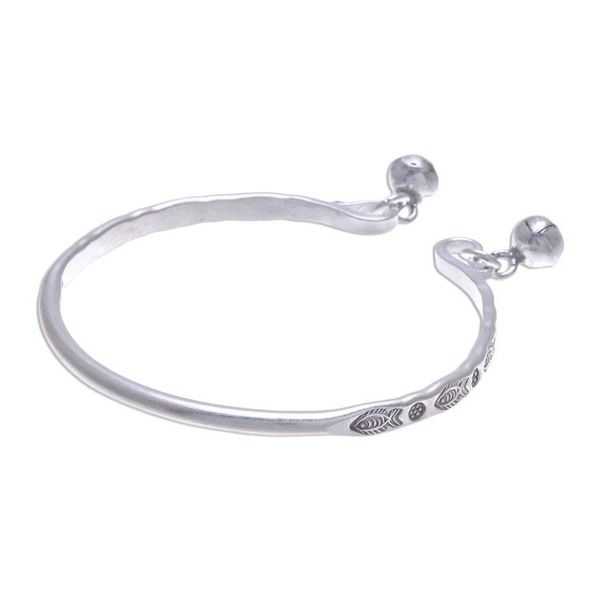 Alternate image for Sterling Cuff Bracelet with Thai Karen Hill Tribe Bells Song of the River