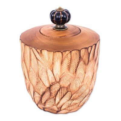 Alternate image for Wood Decorative Jar Handcrafted in Thailand Brown Passion