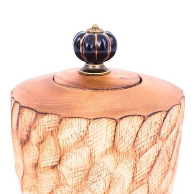 Alternate image for Wood Decorative Jar Handcrafted in Thailand Brown Passion