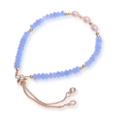 Alternate image for Thai Multi-Gemstone Cream Pearl Beaded Bracelet in Blue Hues Triple Sky