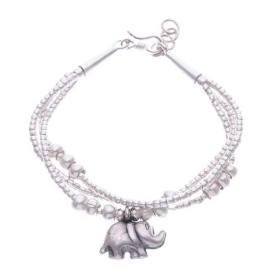 Alternate image for Thai Karen Hill Tribe Silver Elephant Bracelet Little Karen Elephant