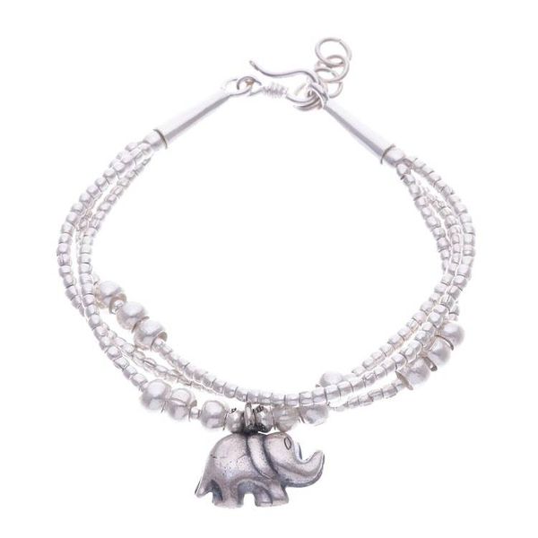 Alternate image for Thai Karen Hill Tribe Silver Elephant Bracelet Little Karen Elephant