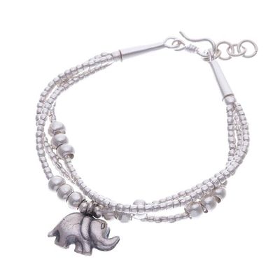 Alternate image for Thai Karen Hill Tribe Silver Elephant Bracelet Little Karen Elephant