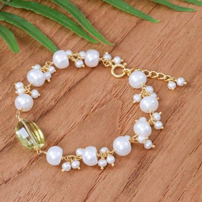 Alternate image for Gold-Plated Cultured Pearl and Quartz Charm Pendant Bracelet Sun-Kissed Glamour