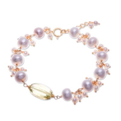 Alternate image for Gold-Plated Cultured Pearl and Quartz Charm Pendant Bracelet Sun-Kissed Glamour