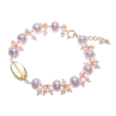 Alternate image for Gold-Plated Cultured Pearl and Quartz Charm Pendant Bracelet Sun-Kissed Glamour