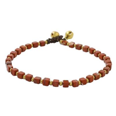 Alternate image for Jasper and Brass Beaded Anklet from Thailand Brilliant Day