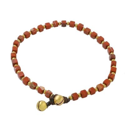 Alternate image for Jasper and Brass Beaded Anklet from Thailand Brilliant Day