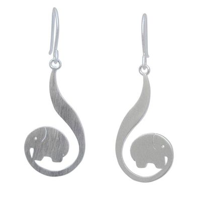 Alternate image for Modern Sterling Silver Dangle Earrings Surreal Elephants