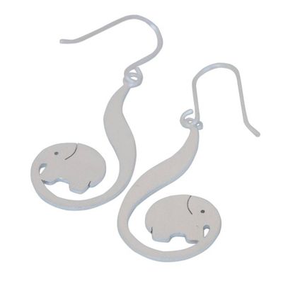 Alternate image for Modern Sterling Silver Dangle Earrings Surreal Elephants