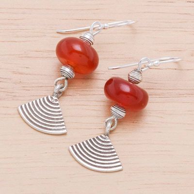 Alternate image for Thai Carnelian and Karen Silver Dangle Earrings Fruit Tree in Orange