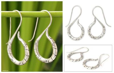 Alternate image for Floral Silver Dangle Earrings Delicate Jasmine
