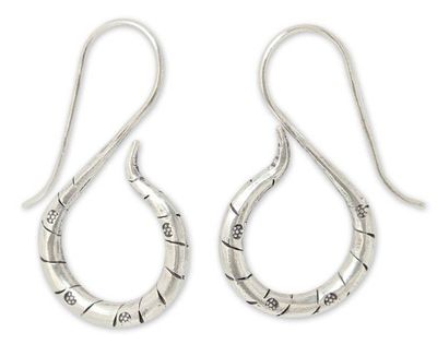 Alternate image for Floral Silver Dangle Earrings Delicate Jasmine