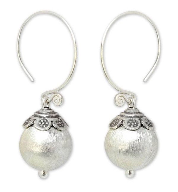 Alternate image for Handmade Silver Dangle Earrings Thai Moonlight