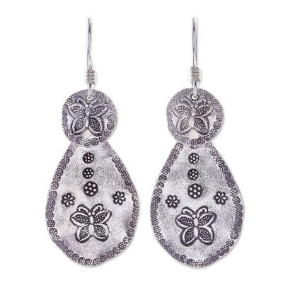 Alternate image for Butterfly Motif Karen Silver Dangle Earrings from Thailand Original Butterfly
