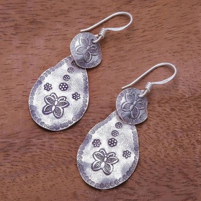 Alternate image for Butterfly Motif Karen Silver Dangle Earrings from Thailand Original Butterfly