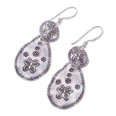 Alternate image for Butterfly Motif Karen Silver Dangle Earrings from Thailand Original Butterfly