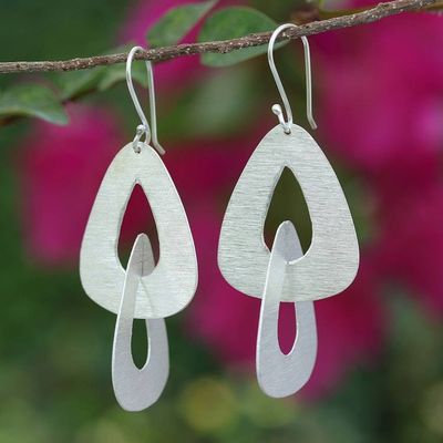 Primary image for Contemporary Silver Dangle Earrings with Linked Design Inspired Connection