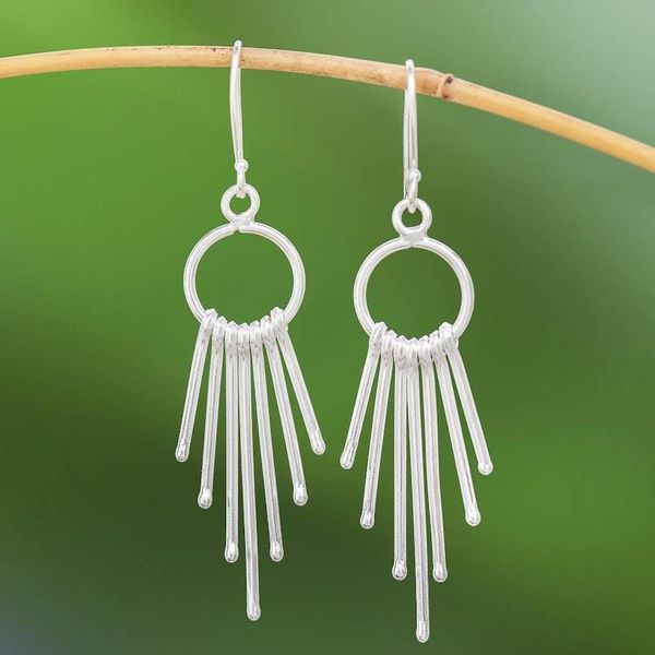 Alternate image for Karen Silver Waterfall Earrings with Rings from Thailand Bright Cascade