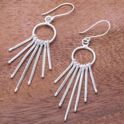 Alternate image for Karen Silver Waterfall Earrings with Rings from Thailand Bright Cascade