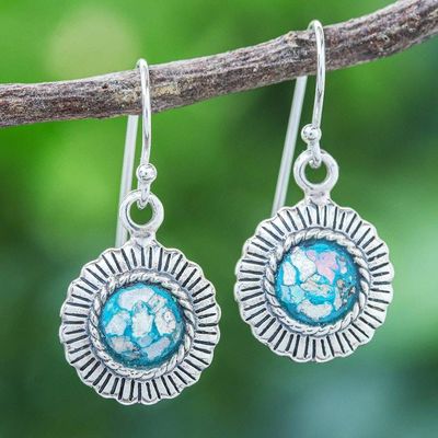Alternate image for Hand Made Roman Glass Dangle Earrings Cold Sun