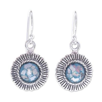 Alternate image for Hand Made Roman Glass Dangle Earrings Cold Sun