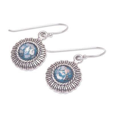 Alternate image for Hand Made Roman Glass Dangle Earrings Cold Sun
