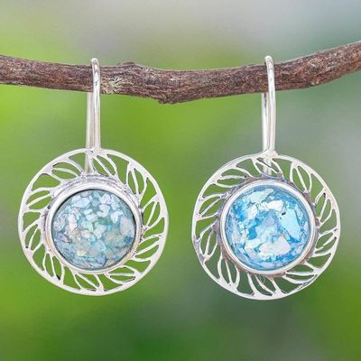 Alternate image for Handcrafted Roman Glass Dangle Earrings Glittering Sea