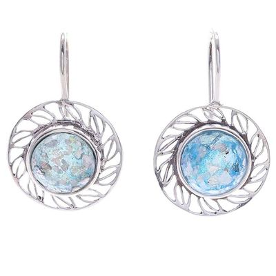 Alternate image for Handcrafted Roman Glass Dangle Earrings Glittering Sea
