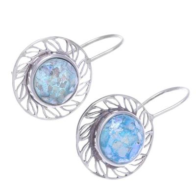 Alternate image for Handcrafted Roman Glass Dangle Earrings Glittering Sea