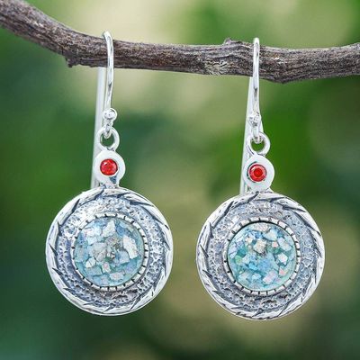 Alternate image for Cubic Zirconia and Roman Glass Dangle Earrings Winking Eye