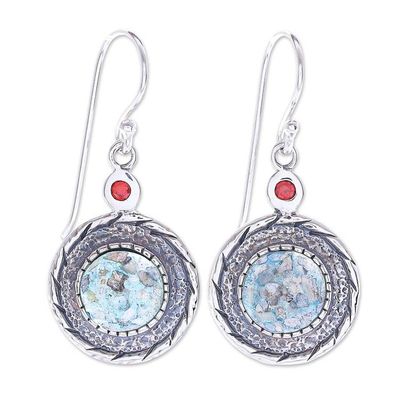 Alternate image for Cubic Zirconia and Roman Glass Dangle Earrings Winking Eye