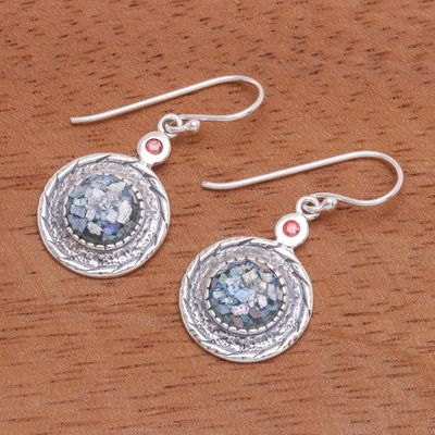 Alternate image for Cubic Zirconia and Roman Glass Dangle Earrings Winking Eye