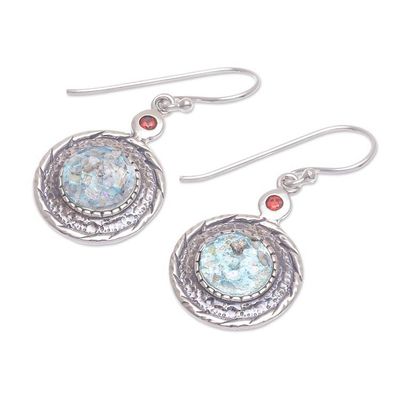 Alternate image for Cubic Zirconia and Roman Glass Dangle Earrings Winking Eye