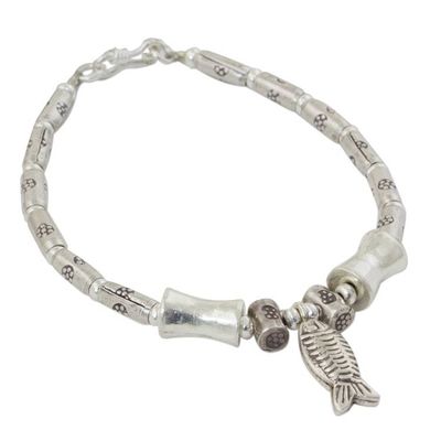 Alternate image for 950 silver dangling bracelet Teach Me to Fish