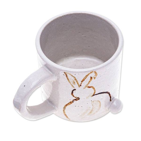 Alternate image for Rabbit-Themed White Ceramic Mug Handcrafted in Thailand Rabbit Aura