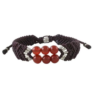 Alternate image for Carnelian Bead Pendant Bracelet with 950 Silver Accents Smart Scarlet