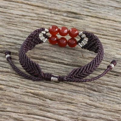 Alternate image for Carnelian Bead Pendant Bracelet with 950 Silver Accents Smart Scarlet