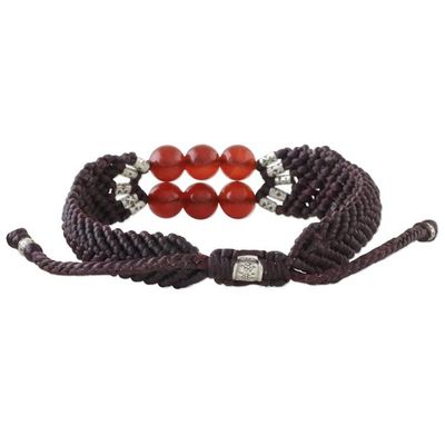 Alternate image for Carnelian Bead Pendant Bracelet with 950 Silver Accents Smart Scarlet