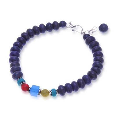 Alternate image for Handmade Blue Multi-Gemstone Beaded Bracelet from Thailand Mystic Firmament