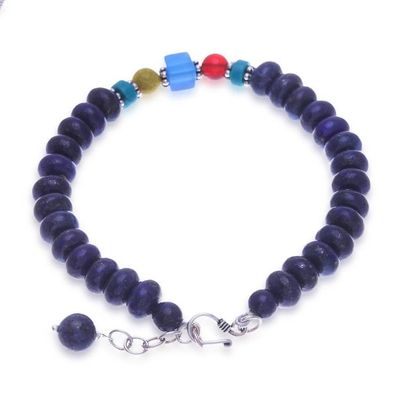 Alternate image for Handmade Blue Multi-Gemstone Beaded Bracelet from Thailand Mystic Firmament