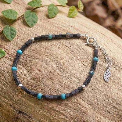 Alternate image for Cube-Themed Onyx Reconstituted Turquoise Beaded Bracelet Black Cubed