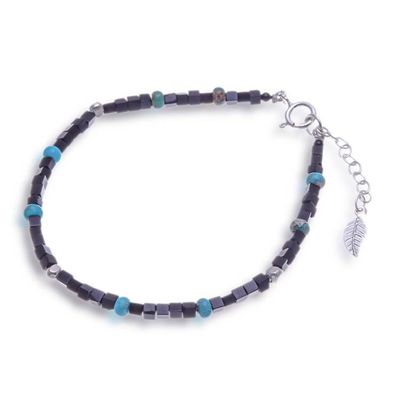Alternate image for Cube-Themed Onyx Reconstituted Turquoise Beaded Bracelet Black Cubed