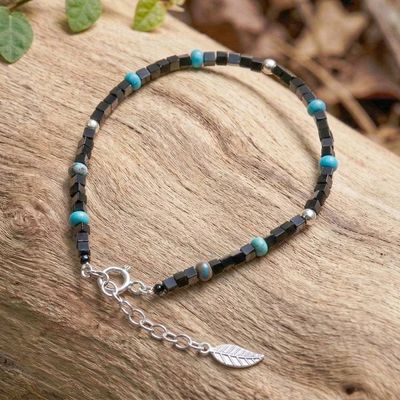 Alternate image for Cube-Themed Onyx Reconstituted Turquoise Beaded Bracelet Black Cubed
