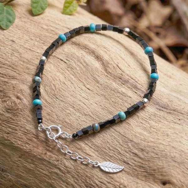Alternate image for Cube-Themed Onyx Reconstituted Turquoise Beaded Bracelet Black Cubed