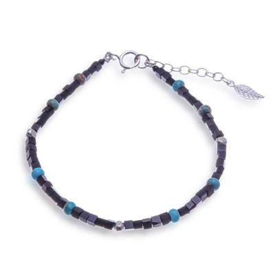 Alternate image for Cube-Themed Onyx Reconstituted Turquoise Beaded Bracelet Black Cubed